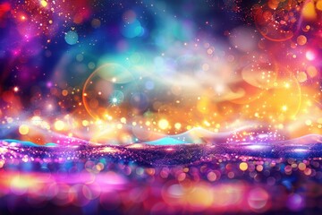 Wall Mural - Colorful Abstract Background with Sparkling Particles and Light Effects