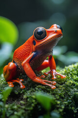 Aufkleber - A vibrant poison dart frog hopping across the forest floor, feeling vibrant and alive,