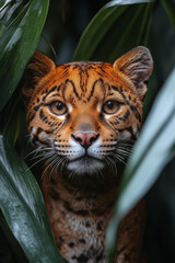 Poster - A beautiful jaguarundi slinking through the foliage, feeling sleek and stealthy,