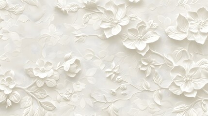 White 3D Floral Pattern on a Textured White Background