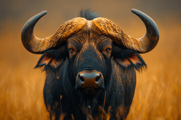 Poster - A magnificent African buffalo standing tall, feeling powerful and at ease,