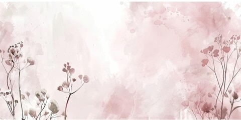 Sticker - Dried flowers on a pink watercolor background.