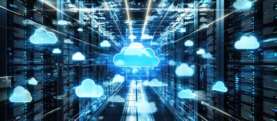 Poster - Digital technology data compression cloud transfer and information storage