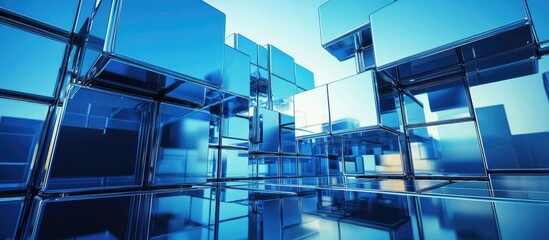 Poster - Innovative Design of Blue Cubic Industrial Technology Components for Enhanced Productivity