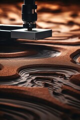 Poster - Cnc machine crafting wood with textured surface  showcasing material s tactile and visual appeal