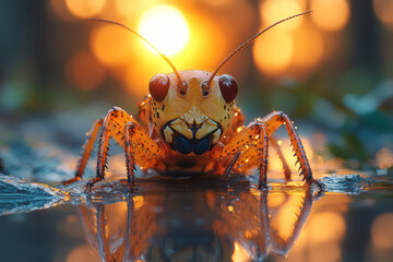 Aufkleber - A lively chorus of crickets chirping in the evening, creating a symphony of swamp sounds,