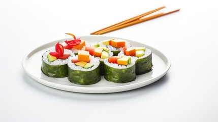 Poster - Delicious Sushi Rolls with Avocado, Carrot, and Tomato