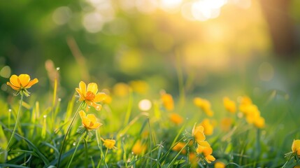 Wall Mural - Yellow Flowers in the Sunset