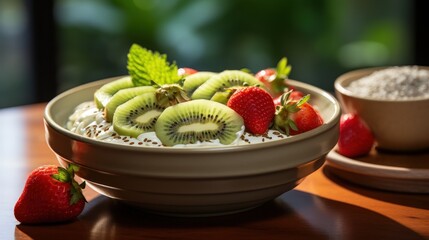 Wall Mural - Delicious Kiwi and Strawberry Breakfast Bowl