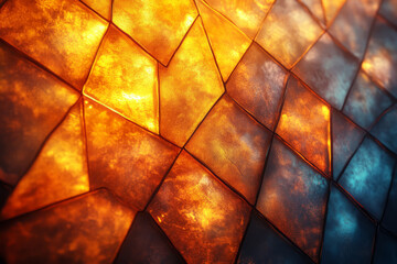 Poster - Abstract Hexagonal Grid with Colorful Light Reflections,