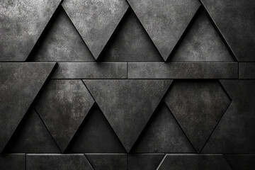 Poster - Minimalist design of a geometric pattern with triangular tiles in monochromatic tones,