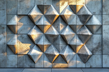 Poster - Artistic rendering of a geometric pattern with diamond-shaped tiles, creating a sense of depth and texture,