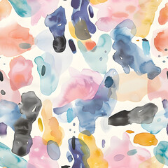Aufkleber - Seamless watercolor pattern with colorful abstract shapes on white background