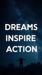 Canvas Print - Dreams Inspire Action colorful background and text (T-shirt Design Motivational Quote, Illustration ,Typography)