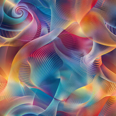Aufkleber - Abstract colorful pattern flowing in a digital wave design