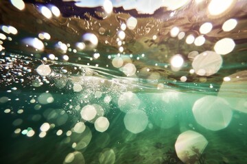 Magical Underwater World With Glimmering Bubbles During a Sunset Swim Near Tiana Beach