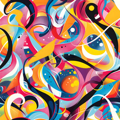 Aufkleber - Abstract colorful swirls and shapes creating a vibrant pattern