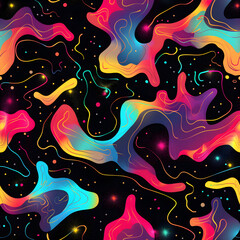Aufkleber - Seamless abstract colorful pattern forming liquid shapes on black background