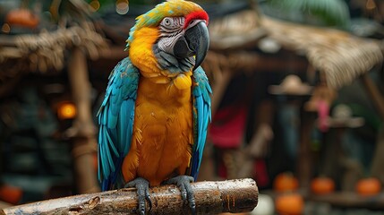 Wall Mural - A Vibrant Macaw Perched on a Branch