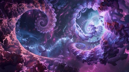 Wall Mural - Surreal Cosmic Fractal Landscape in Vivid Colors