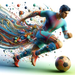 Wall Mural - 3D football (soccer) player