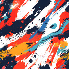 Poster - Abstract colorful pattern with dynamic brushstrokes and splatter