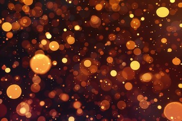 Sticker - Glowing Gold Bokeh Particles on a Black Background, Festive Celebration Lights