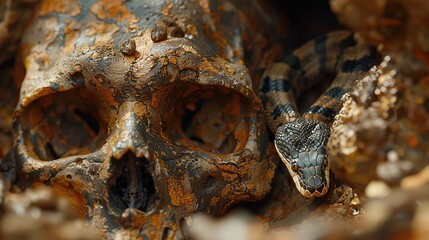 Wall Mural - Snake and Skull: A Mysterious Encounter