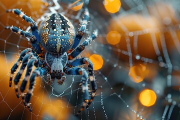 Canvas Print - A Macro Shot of a Spider on its Web