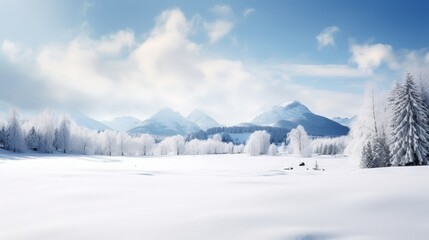 Canvas Print - Snowy Mountains Landscape