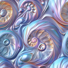 Poster - Metallic floral pattern repeating with iridescent colors