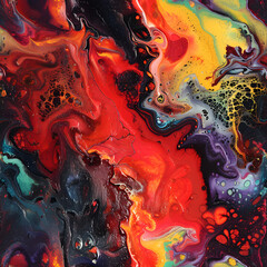 Poster - Abstract colorful acrylic painting creating swirls and cells pattern