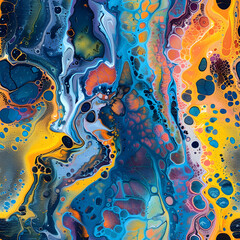 Poster - Abstract acrylic pouring pattern creating modern art painting
