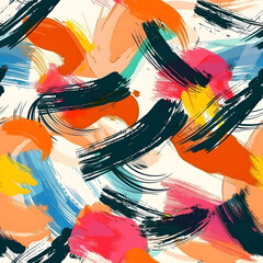 Poster - Abstract seamless pattern with colorful brushstrokes repeating design