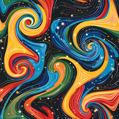 Aufkleber - Colorful abstract swirl pattern creating psychedelic background design