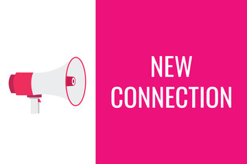 new connection button, banner, label, template for website. new connection text with colorful megaphone icon
