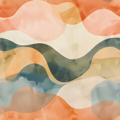 Poster - Abstract background with a pattern of overlapping wavy shapes in earthy tones