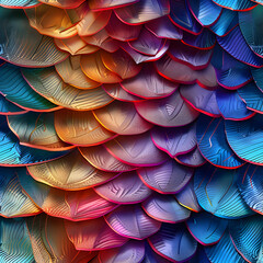 Aufkleber - Colorful pattern of overlapping scales forming a textured surface