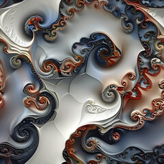 Poster - Abstract pattern showing swirling white and copper colored shapes