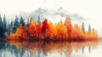 Wall Mural - Seamless Time-lapse Watercolor Seasons Transition | Dynamic Color Evolution and Nature Visualization