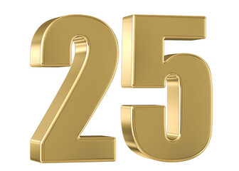 Sticker - Gold 3D Number 25