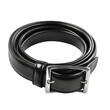 © Michael - Black leather belt with a silver buckle, isolated on a transparent background, ideal for fashion and accessory designs