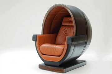 Wall Mural - Luxurious round leather egg shaped armchair is standing in an empty room