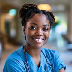 Portrait of a smiling young nurse in hospital