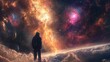© kinara art design - An astronaut stands on a cloud in space, gazing at the swirling nebula above.