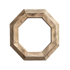 Poster - Octagonal wooden frame with a natural finish isolated on a transparent background