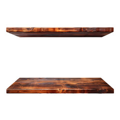 Poster - Two wooden shelves isolated on a transparent background, perfect for product display or design projects
