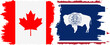 © gladder - Wyoming and Canada grunge brush flags connection, vector