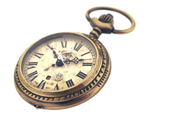 Classic Ancient Stopwatch with Brass Finish Isolated on Transparent Background