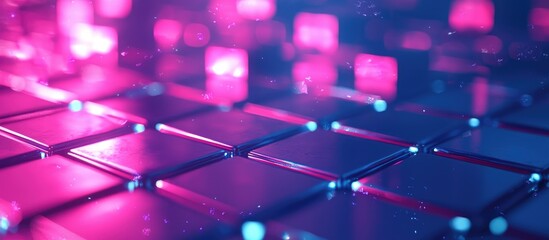 Poster - Dynamic Technology Background Featuring Animated 3D Squares and Grid Design